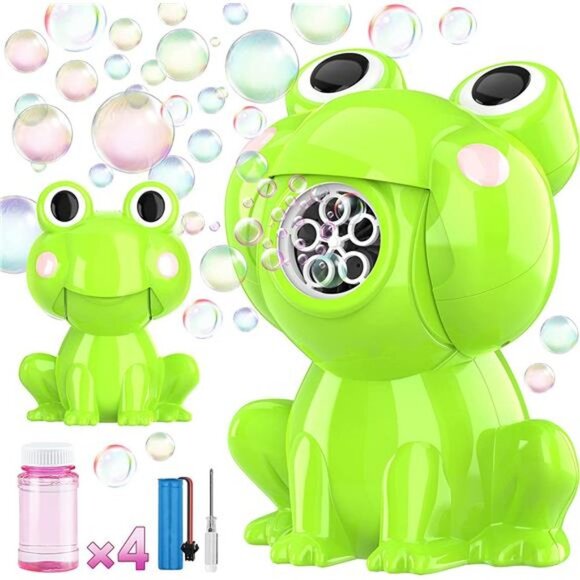 SplashNSpray Bubble Machine for Kids, Automatic Rechargeable Frog Bubble Maker w - Picture 1 of 6